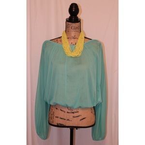 Sheer blouse with Surplice Back #shesdarlin!